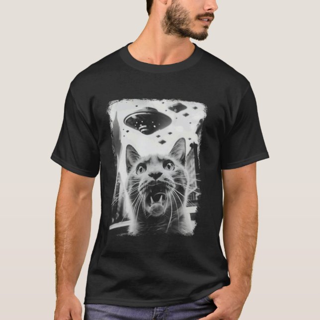 T-shirt Chat Birman UFO Alien Extraterrestre Selfie (Devant)