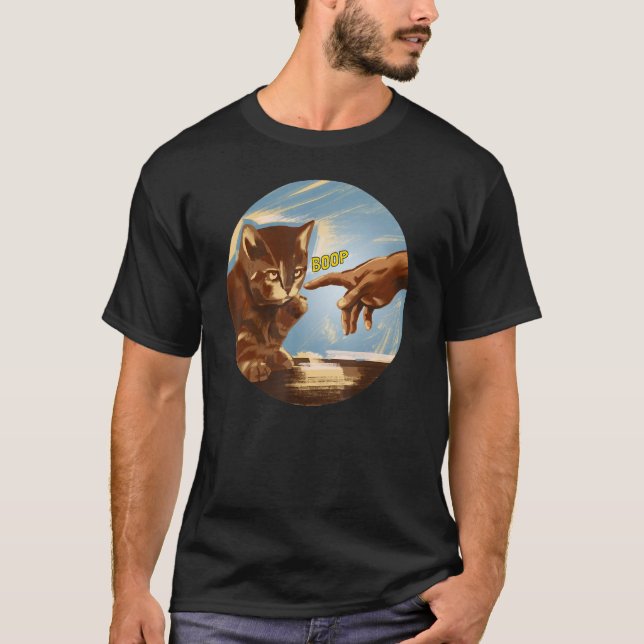 T-shirt Chat Black Lover Skeleton Main Boop Funny Hallowee (Devant)