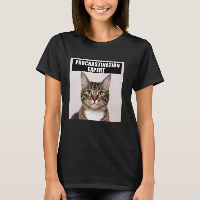 T-shirt Chat blague d'expert en procrastination (Devant)