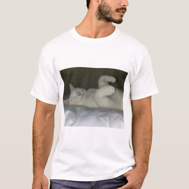 T-shirt chat blanc (Devant)