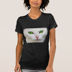 T-shirt Chat blanc à l'oeil vert