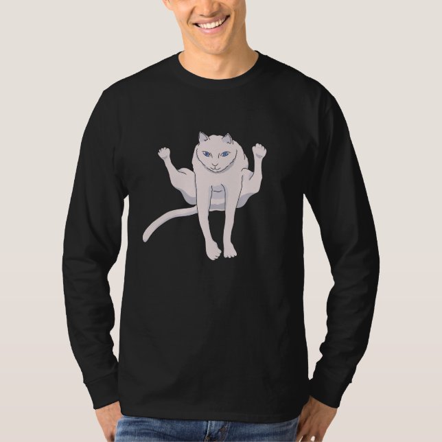 T-shirt chat blanc acrobatique (Devant)