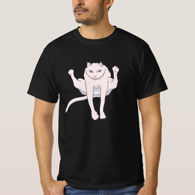 T-shirt chat blanc acrobatique (Devant)