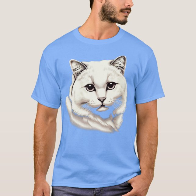 T-SHIRT CHAT BLANC ADORABLE (Devant)