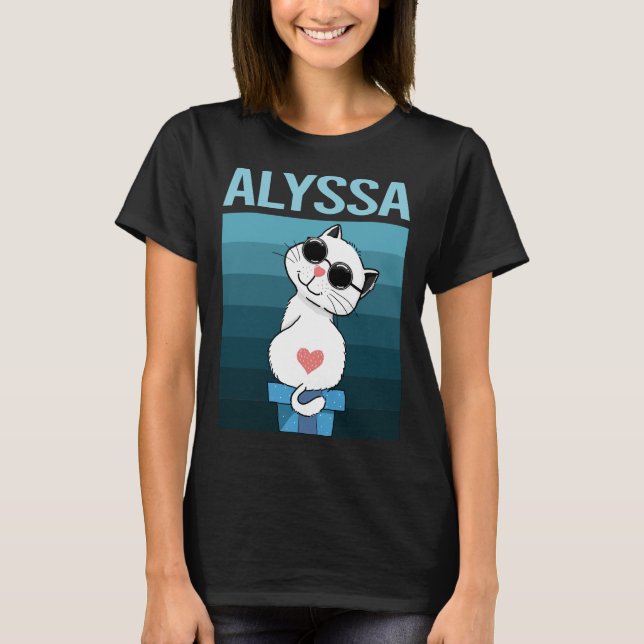 T-shirt Chat blanc - Alyssa Nom (Devant)