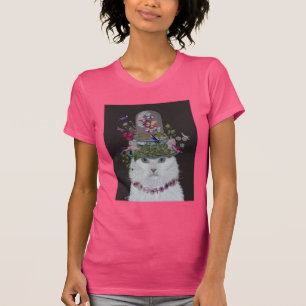 T-shirt Chat blanc avec cloche à papillon