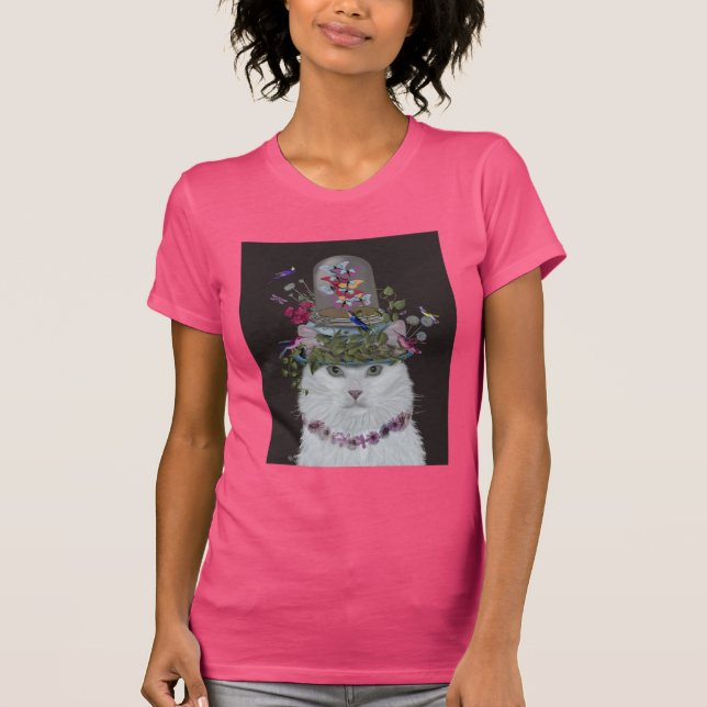 T-shirt Chat blanc avec cloche papillon (Devant)