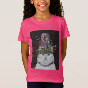 T-Shirt Chat blanc avec cloche papillon
