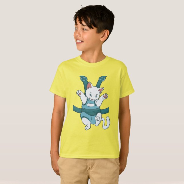 T-shirt Chat blanc dans un porte-bébé (Devant entier)