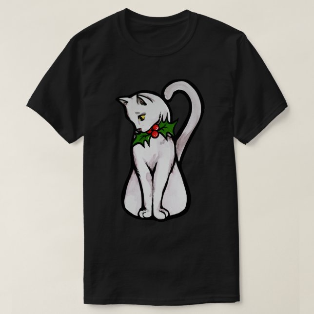 T-shirt Chat blanc de Noël (Design devant)