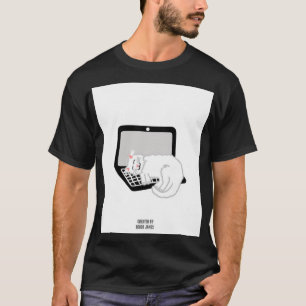 T-shirt Chat blanc dormant sur l'ordinateur portable Homme