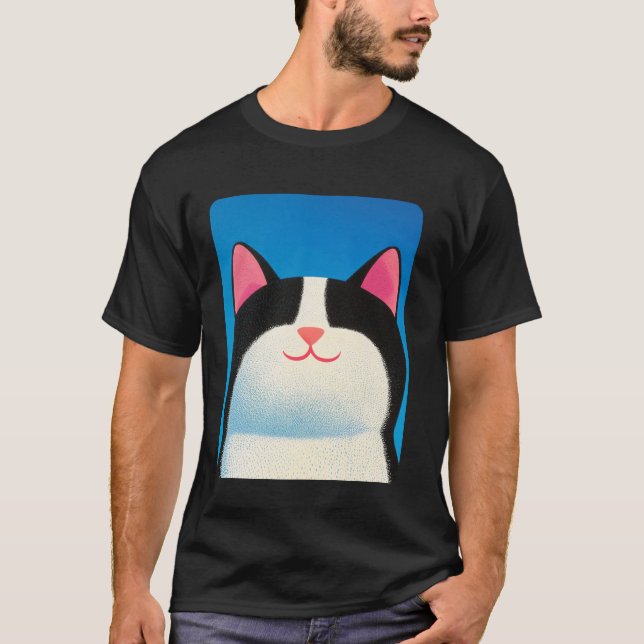 T-shirt Chat Blanc et Noir (Devant)