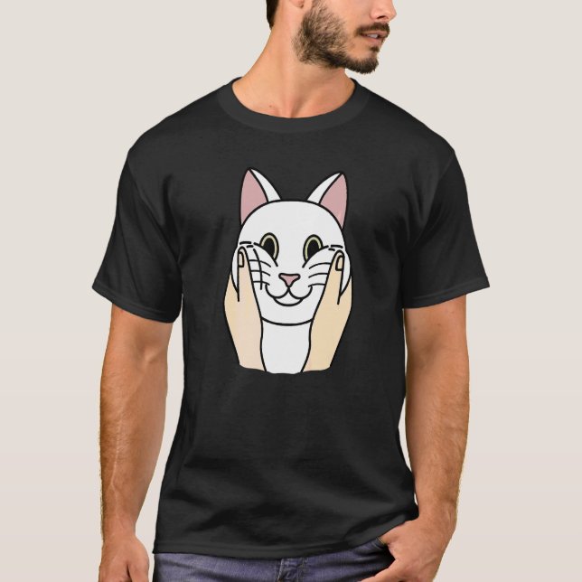 T-shirt Chat Blanc Joufflu Animal de Compagnie (Devant)