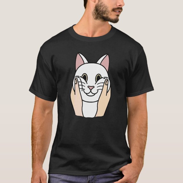 T-shirt Chat blanc joufflu familier (Devant)