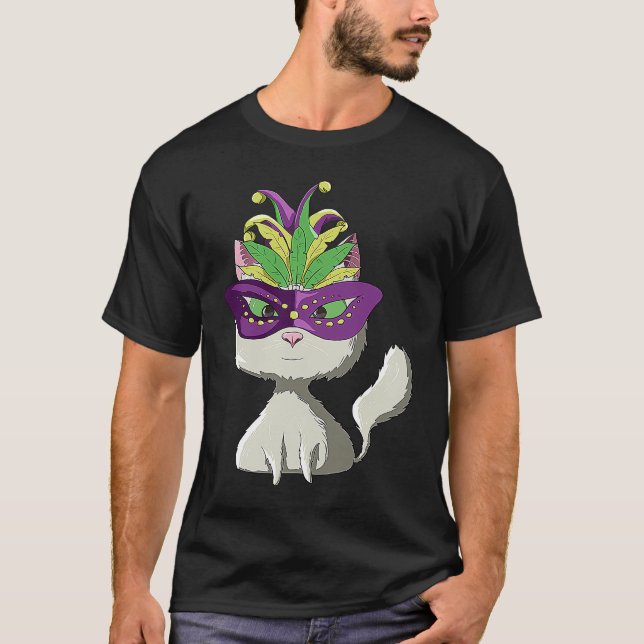 T-shirt Chat Blanc Mardi Gras (Devant)