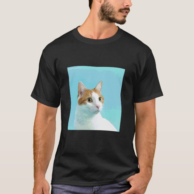 T-shirt chat blanc marron_001 (Devant)
