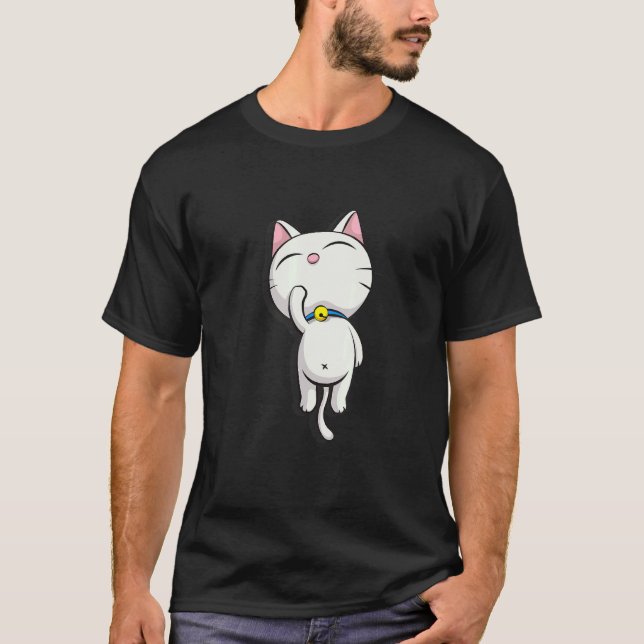 T-shirt Chat blanc mignon dort (Devant)