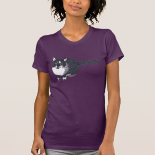T-shirt Chat blanc mignon noir en chemises Pointillism