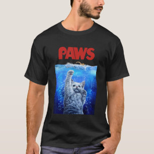 T-shirt Chat blanc monstrueux terrifiant attaque nageur