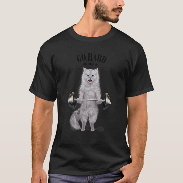 T-shirt Chat Blanc Musculation Musculation Fitness En (Devant)