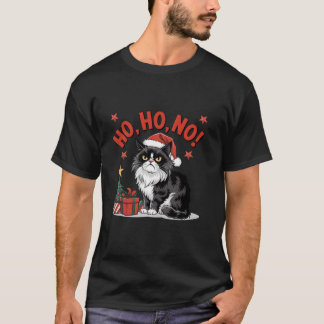 T-shirt Chat blanc noir grumpy qui n'aime pas Noël