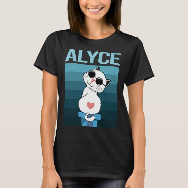 T-shirt Chat blanc - Nom d'Alyce (Devant)