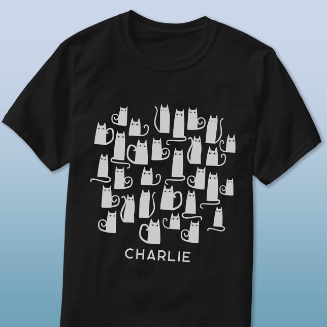 T-shirt Chat blanc personnalisé (White cats personalized name t-shirt)