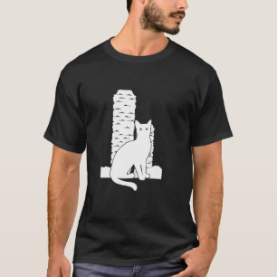 T-shirt Chat Blanc Voyage Silhouette Bosco Verticale Itali