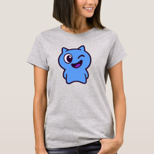 T-shirt Chat bleu cartoon minimaliste rigolo.
