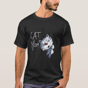 T-shirt Chat bleu drôle dessin animé conception de chat mi