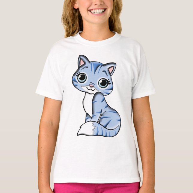 T-shirt Chat bleu félin animal (Devant)