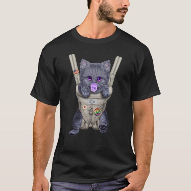 T-shirt Chat Bleu Russe avec Tétine dans Écharpe de Bébé (Devant)