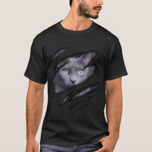 T-shirt Chat bleu russe en moi design, Catdesign, Purebred