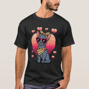 T-shirt Chat Bleu Russe Saint-Valentin