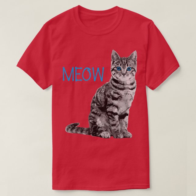 T-shirt Chat Blue Eyed Grey Meow aime Chats (Design devant)