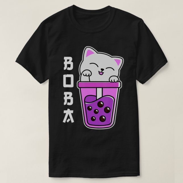T-shirt Chat Boba Anime Bubble Tea Neko Girls Kawaii Girls (Design devant)