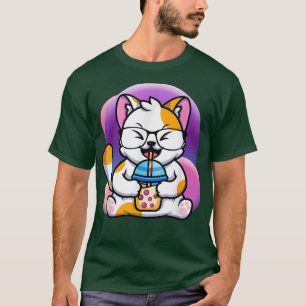 T-shirt chat boba manger ramen anime kawaii neko, chat man