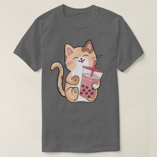 T-shirt Chat Boba Tea Bubble Tea Anime Kawaii Neko 572 (Design devant)