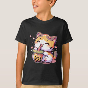 T-shirt Chat Boba Tea Bubble Tea Anime Kawaii Neko Kids Te
