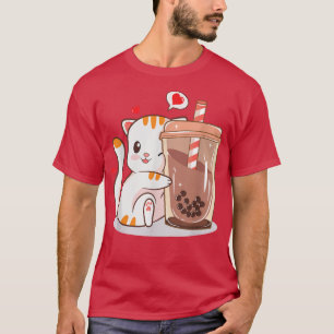 T-shirt Chat Boba Tea Bubble Tea Anime Kawaii Neko Kids Te
