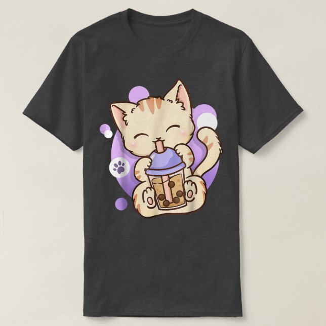 T-shirt Chat Boba Tea Bubble Tea Anime Kawaii Neko pour fi (Design devant)
