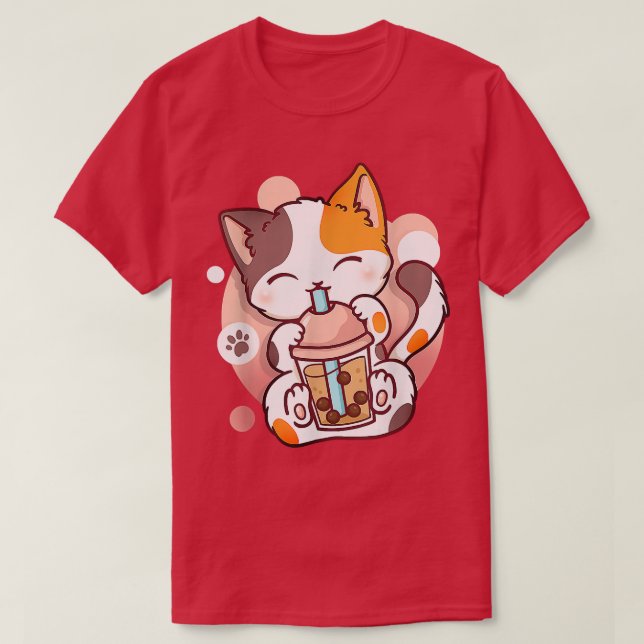 T-shirt Chat Boba Tea Bubble Tea Anime Kawaii Neko pour fi (Design devant)