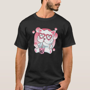 T-shirt Chat Boba Tea Bubble Tea Anime Kawaii Neko Pour Fi