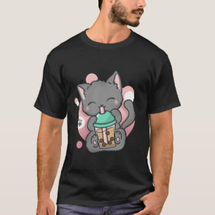 T-shirt Chat Boba Tea Buble Tea Anime Kawaii Neko