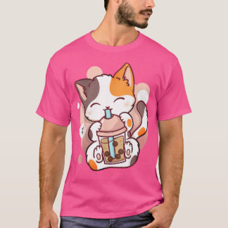 T-shirt Chat Boba Tea Buble Tea Anime Kawaii Neko
