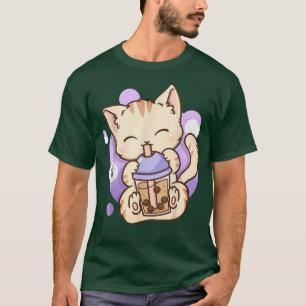 T-shirt Chat Boba Tea Buble Tea Anime Kawaii Neko