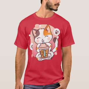 T-shirt Chat Boba Tea Buble Tea Anime Kawaii Neko 9