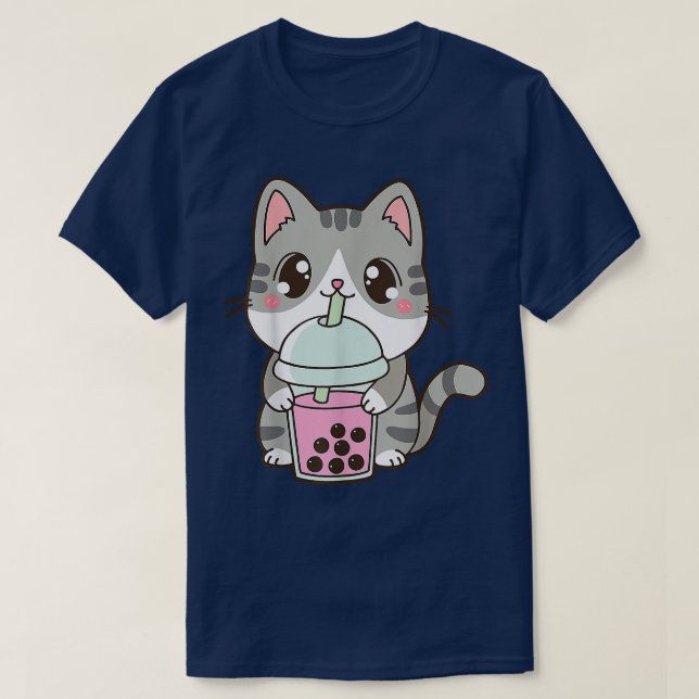 T-shirt Chat Boba Tea Buble Tea Anime Kawaii Neko Japonais (Design devant)