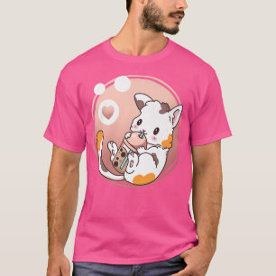 T-shirt Chat Boba Tea Buble Tea Anime Kawaii Neko Japonais