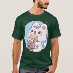 T-shirt Chat Boba Tea Buble Tea Anime Kawaii Neko Japonais